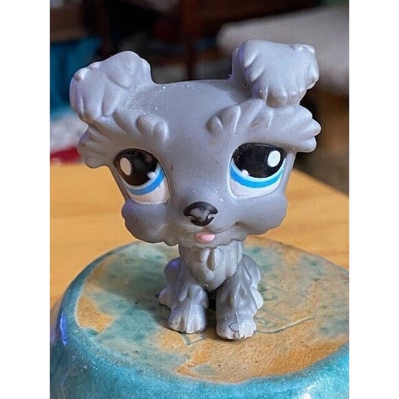 Littlest Pet Shop LPS #1006 Special Edition Gray Schnauzer Blue Dot Eyes Hasbro - Picture 1 of 7